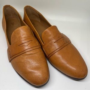 FRYE Cognac Leather Penny Loafers Flats Size 7.5